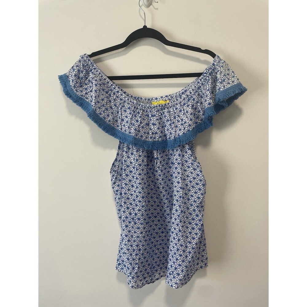 Roberta Roller Rabbit Serafina Geometric Off the Shoulder Top Blouse Size L